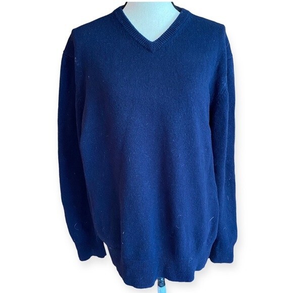 Boden Men’s navy blue 100% Wool v neck sweater size large - Picture 1 of 10